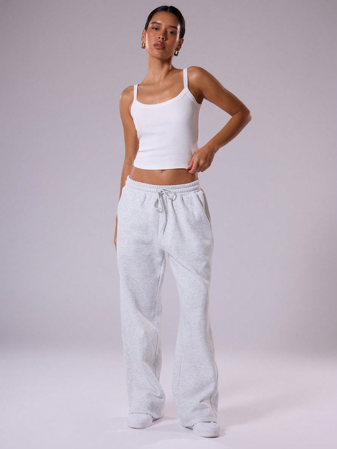 Baggy Wide Leg Contrast Binding Joggers