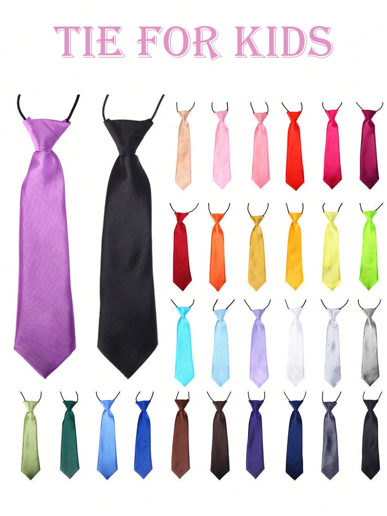 1pc Children No Tie Crop Solid Color Necktie, Cute Decoration For Kids Casual And Formal Uniforms