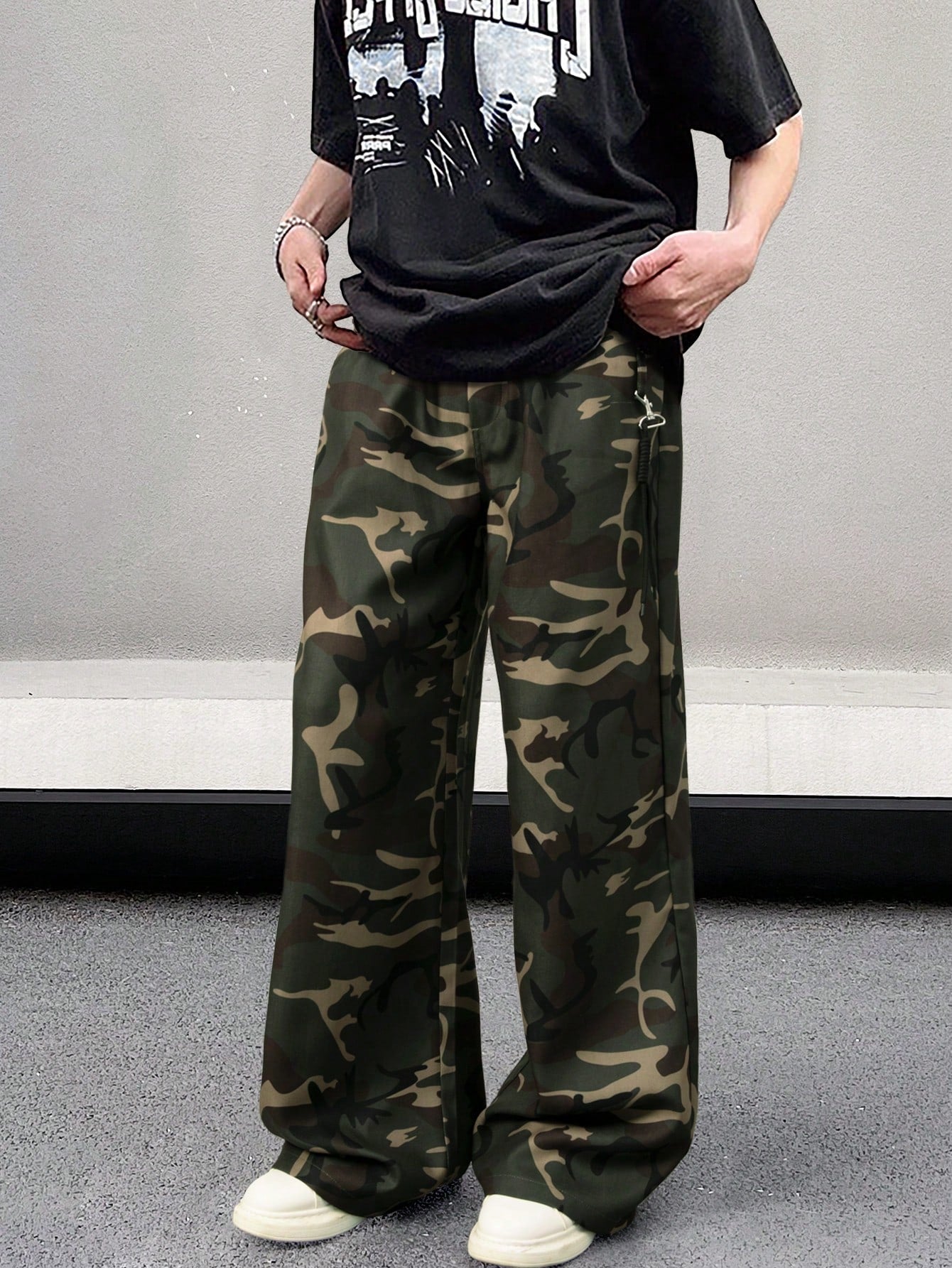 Men's Leopard Print Pants Oversize Long Camo Cargo Graphic Army Green Going Out