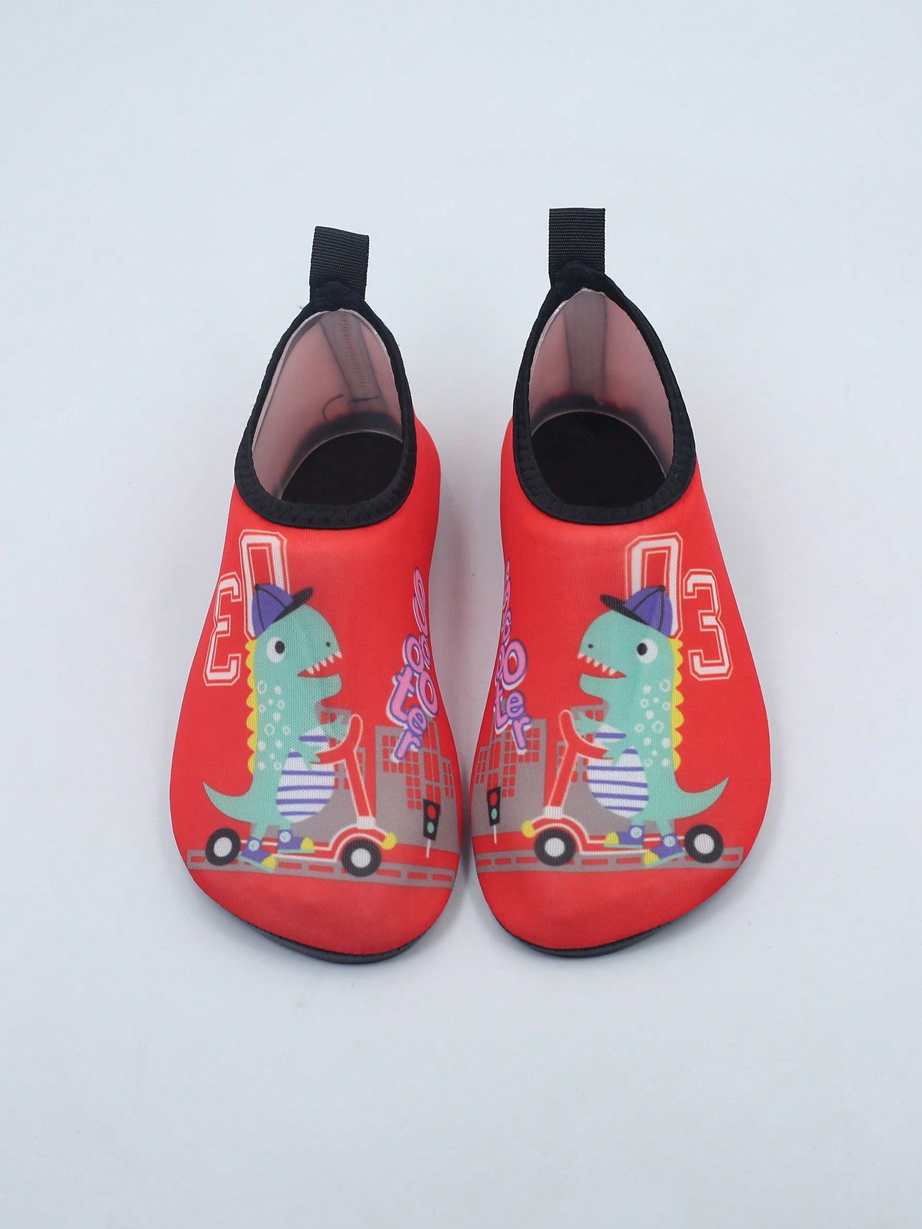 Boys Cartoon Shark Pattern Water Shoes, Girls Sporty Aqua Socks Tie Dye Pattern Contrast Binding Breathable Quick Drying Beach Swimming Snorkeling Water Socks