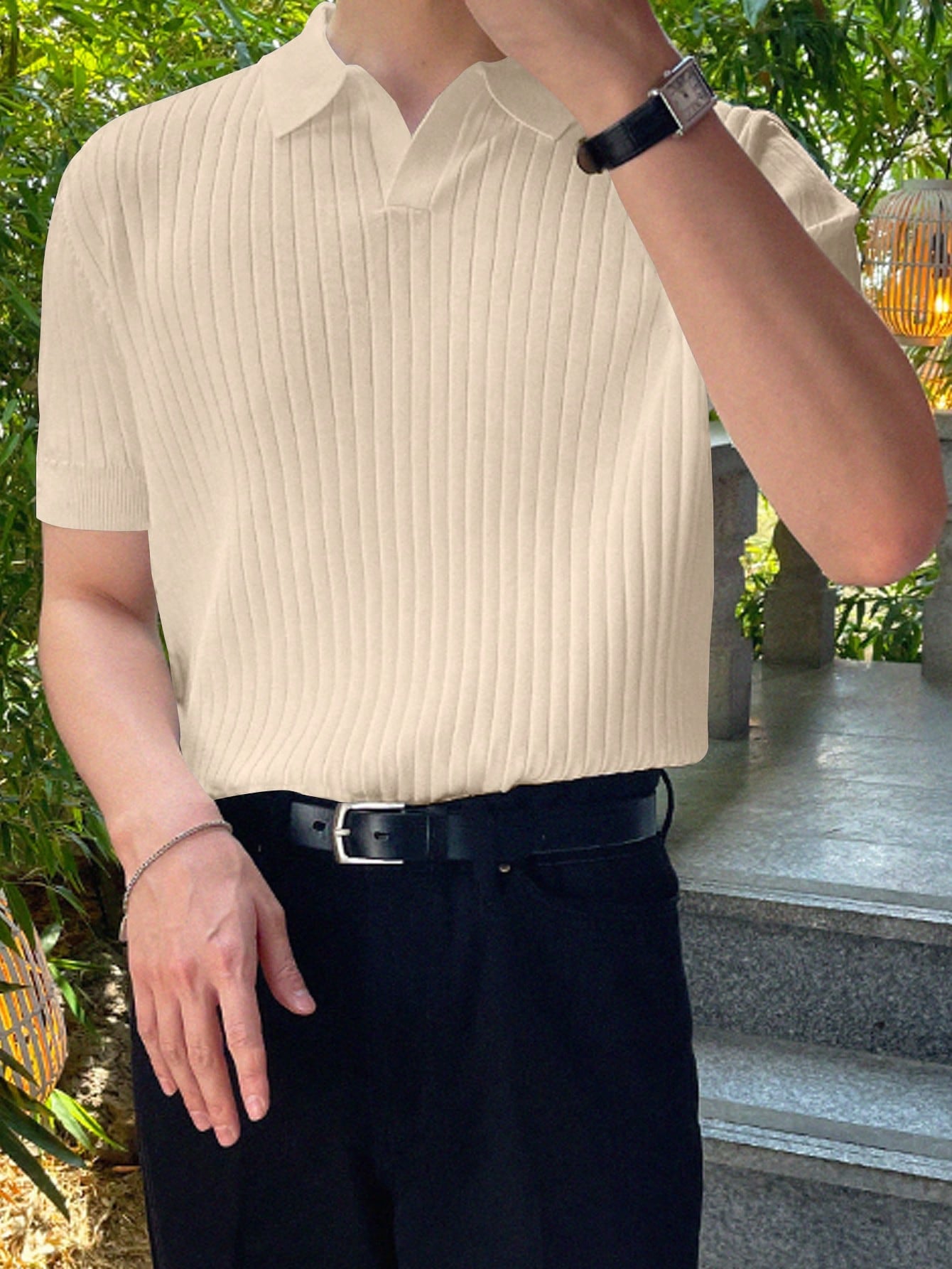 Men Ribbed Knit Top