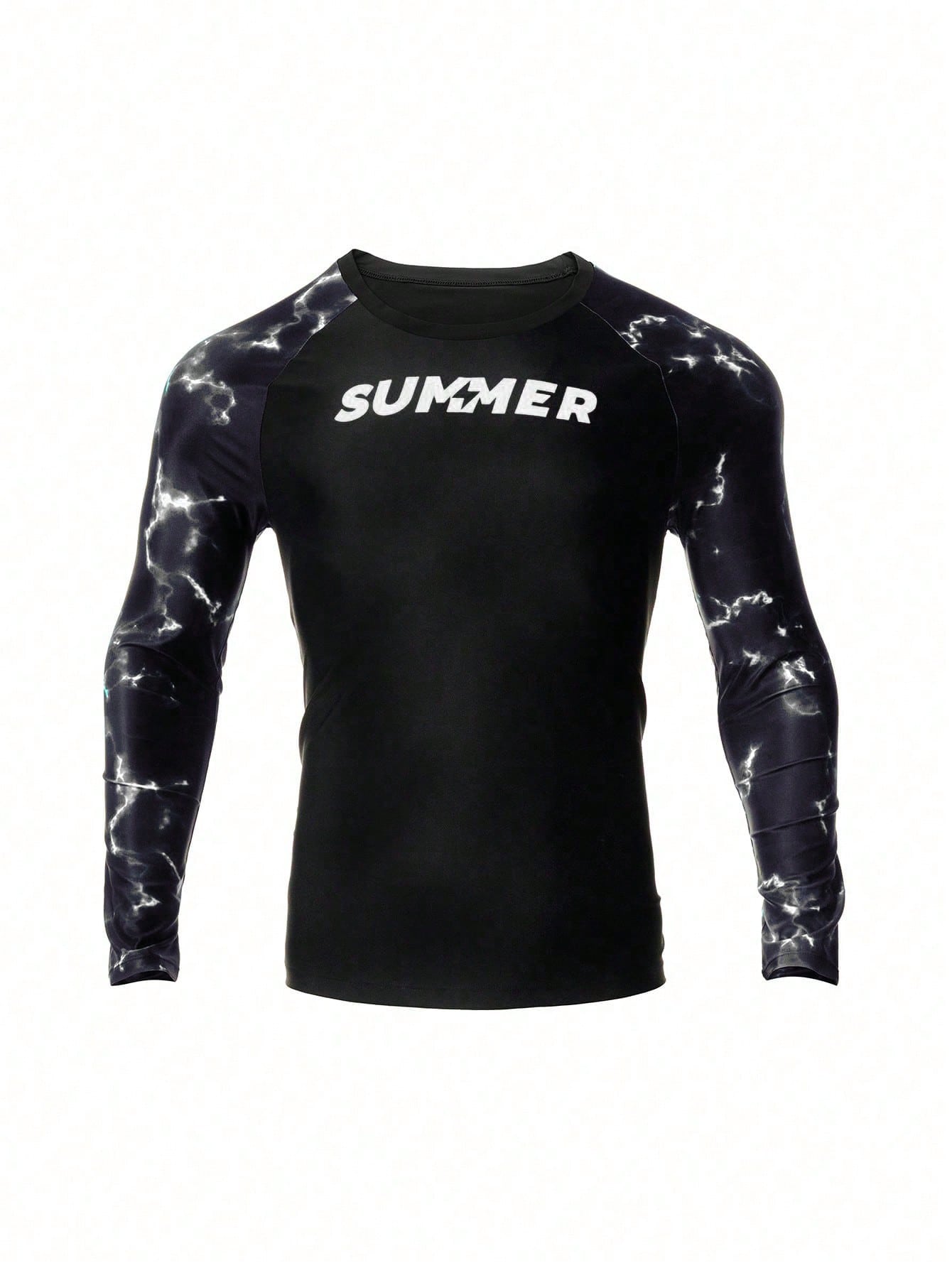 Men's Letter Print Long Sleeve Surfing Shirt