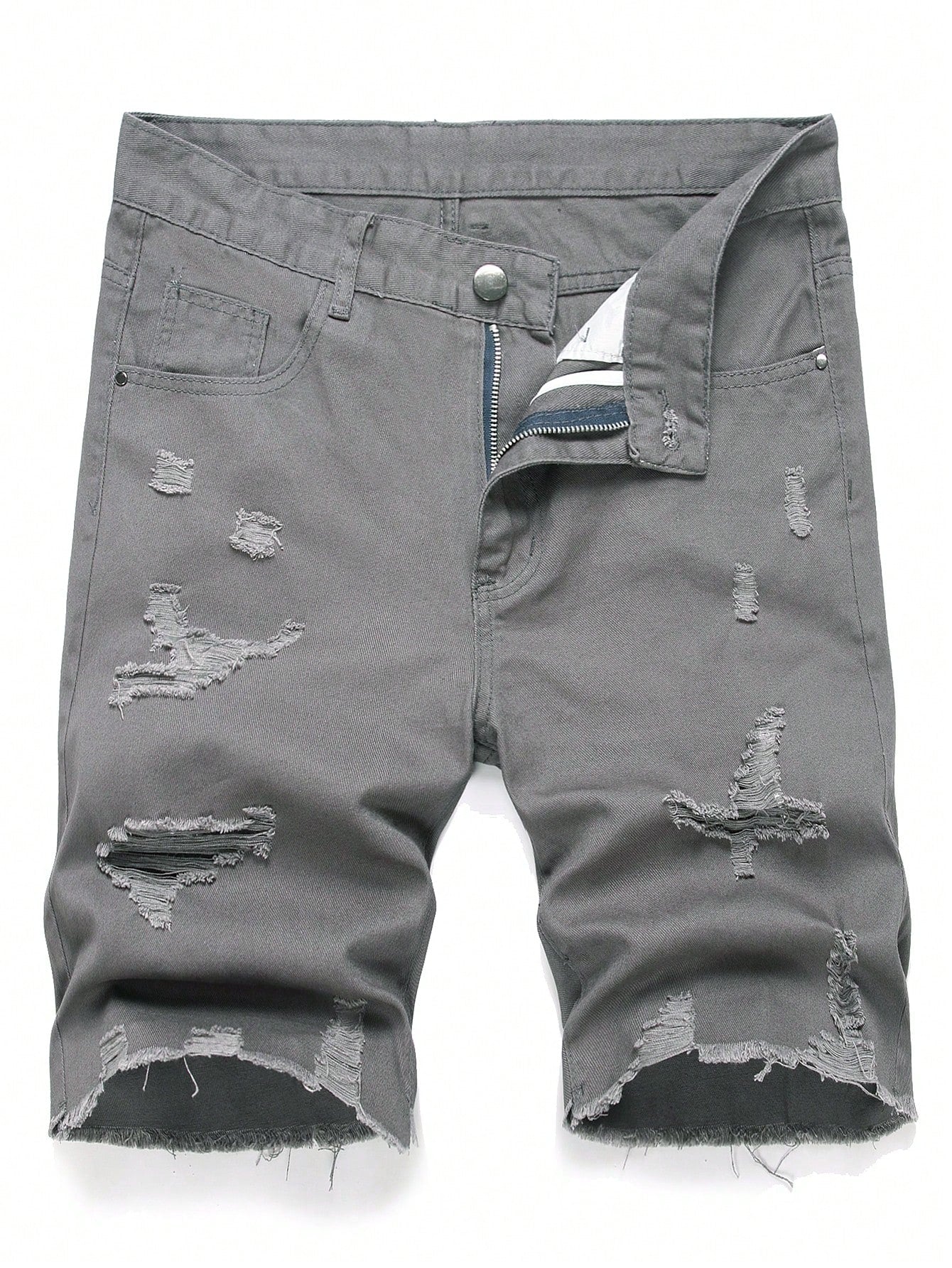 Men's Fashionable Distressed & Frayed Denim Shorts