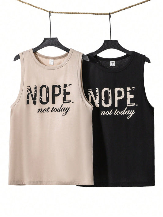 Teen Boy Casual Summer Sports Letter Graphic Tank Top