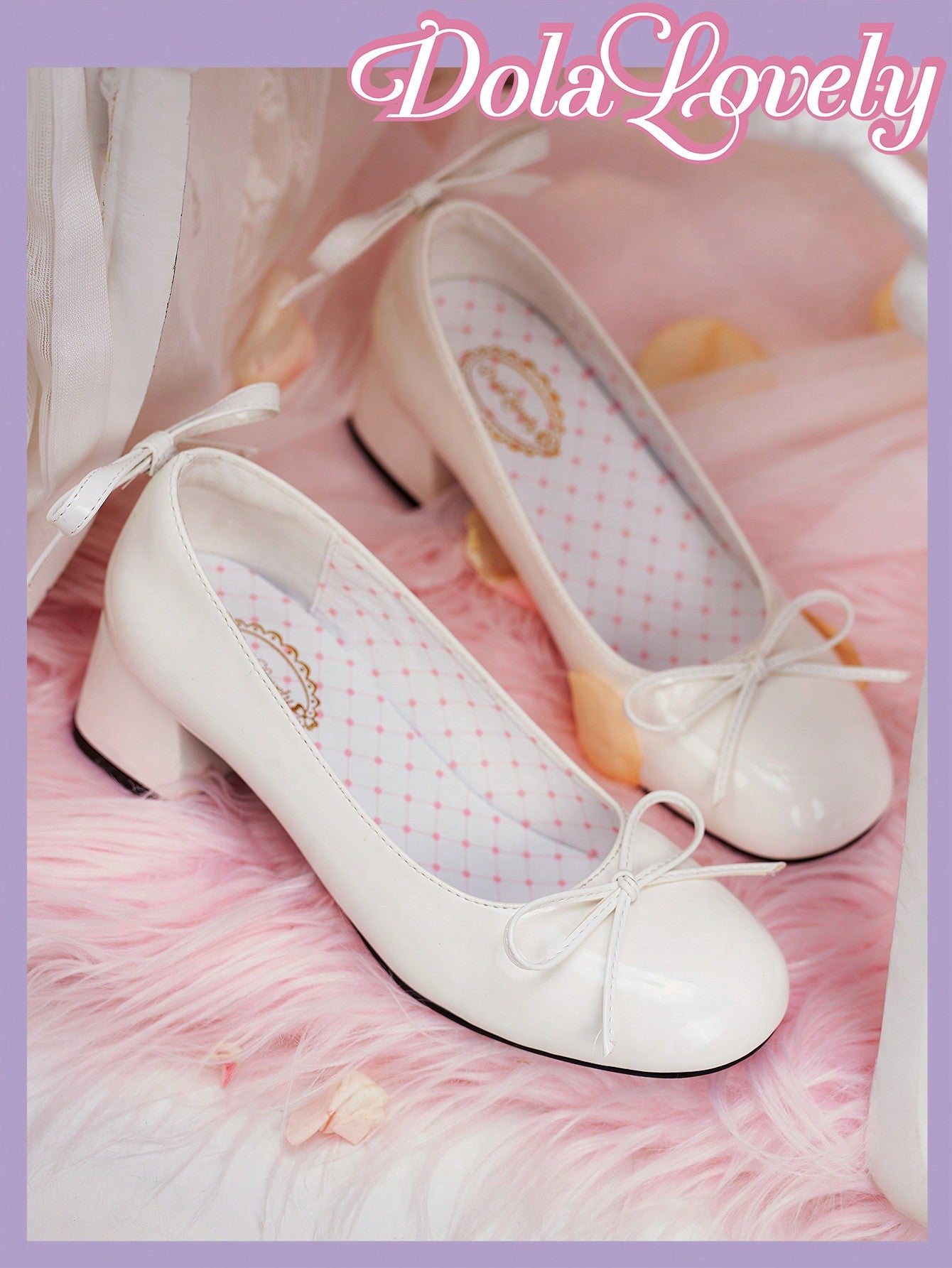 Dola Lovely Women's White Princess Lolita Sweet Thick Heel Pumps