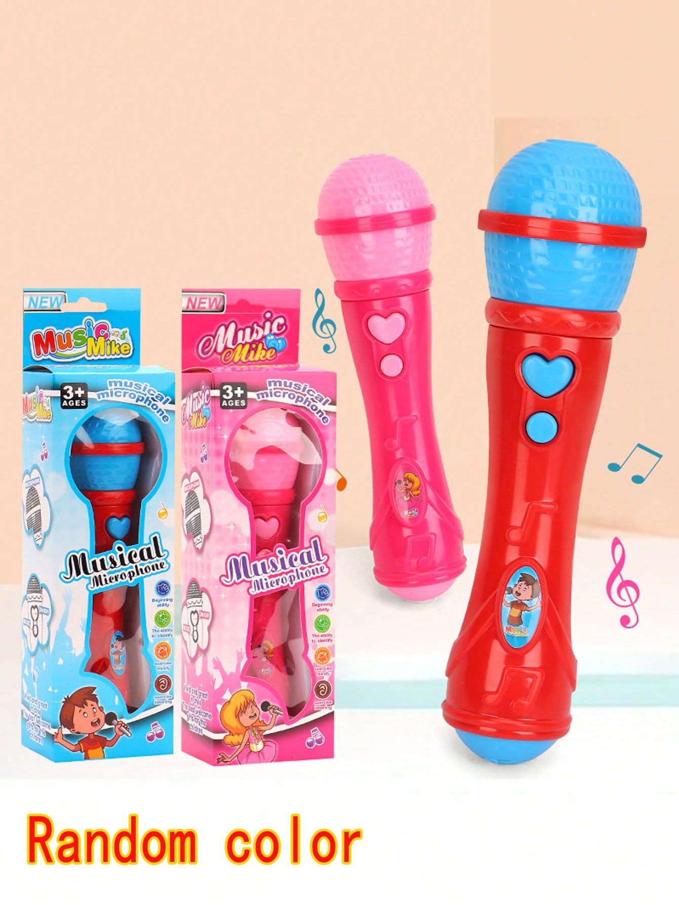 1pc Children Simulation Plastic Microphone Amplifier Toy, Early Education Karaoke Singing Music Microphone, Color Random