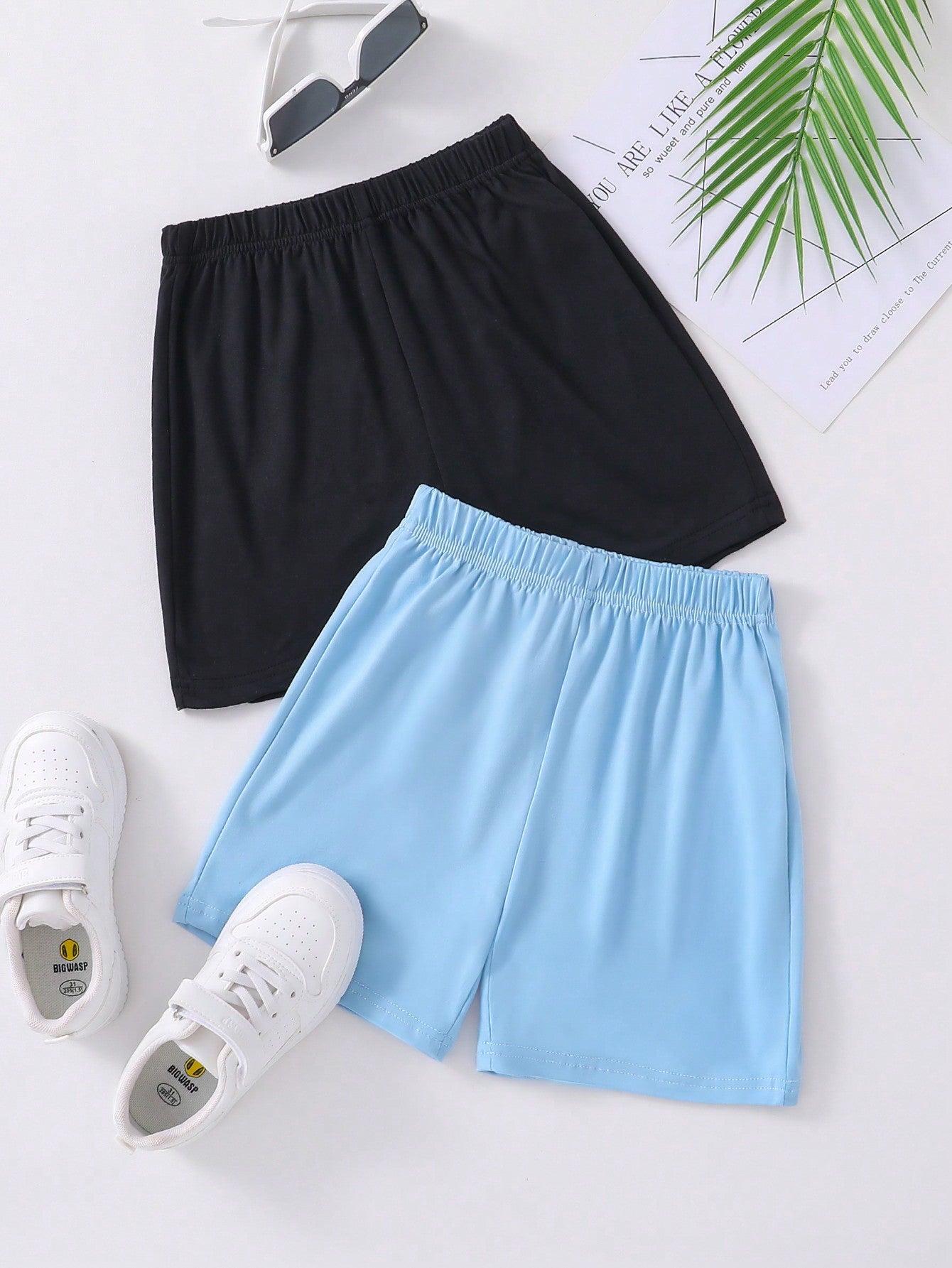 Kids Tween Girls' Elastic Waist Shorts, Casual & Sporty Style, High Waist Elastic Design, Loose & Breathable, Comfortable Fabric