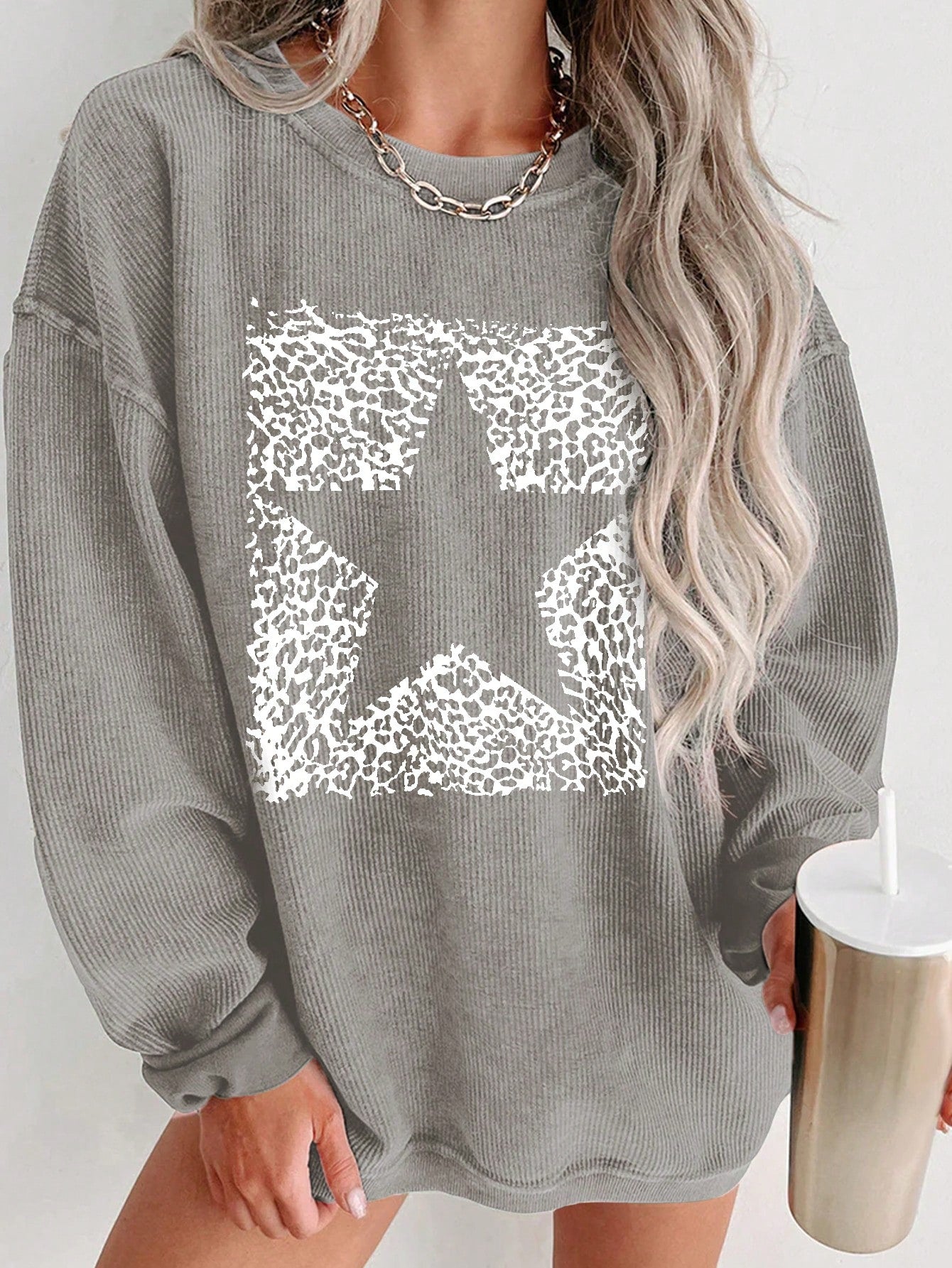 Women's Round Neck Drop Shoulder Sweatshirt