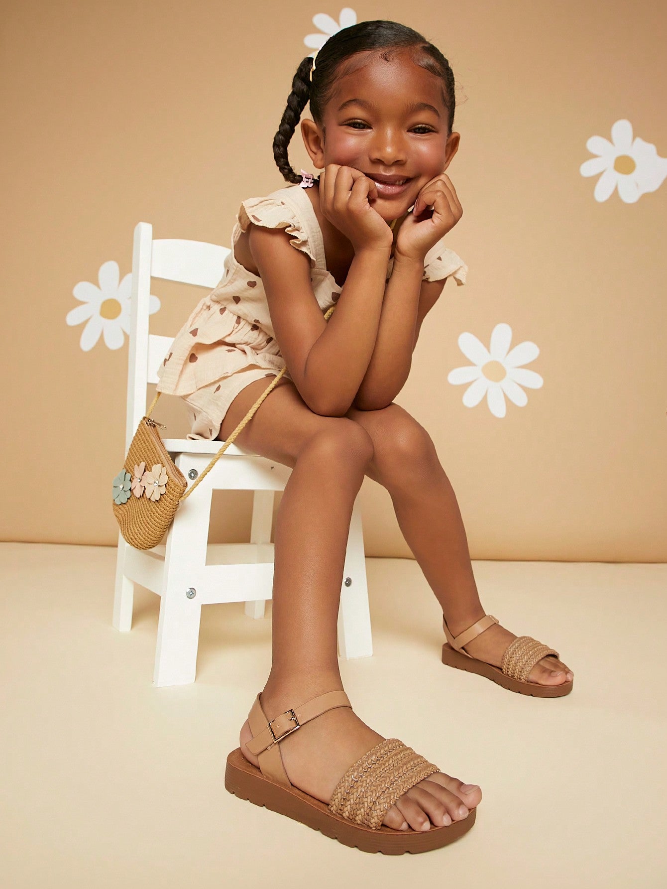 Mini mi Kid's Trendy Tan Woven Stap Sandals - Comfortable, Versatile, Classic Elegance