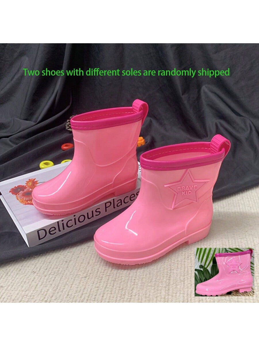 2024 Kids Rain Shoes, Boys And Girls Lightweight PVC Waterproof Rain Boots Students Cute Water Shoes (Two Randomly Distributed Shoe Soles)