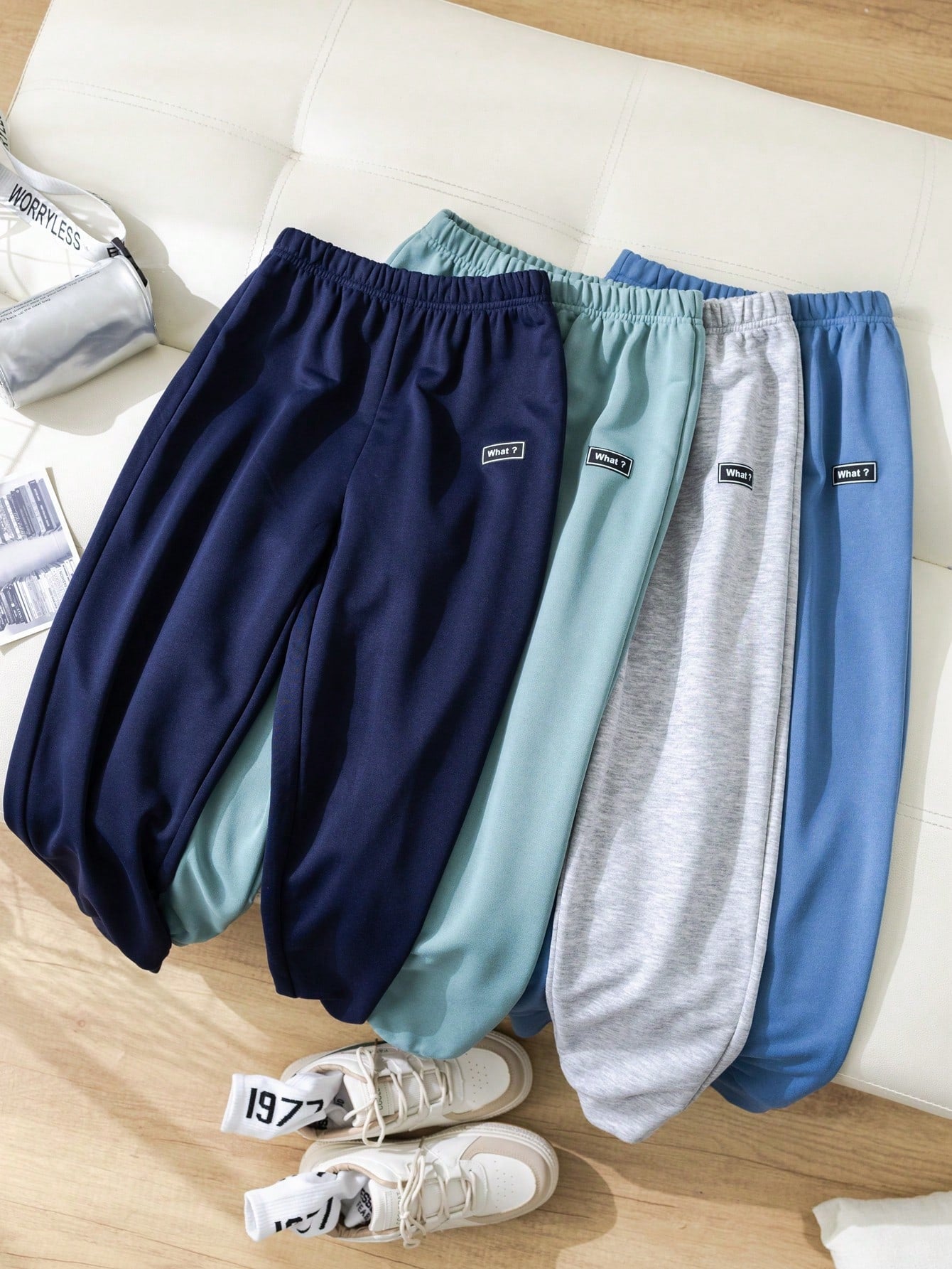 Tween Boy Casual Sports Patch Loose Knit Solid Color Trousers Multi-Pack Four Colors Each One Set Of Four