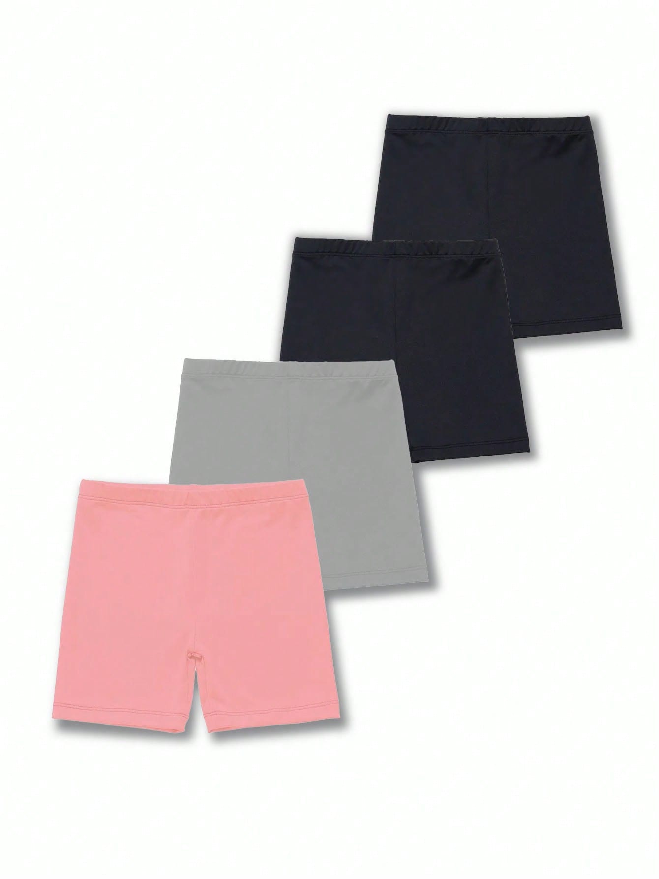 Young Girl Summer Solid Color Tight-Fit Leggings 4pcs/Set