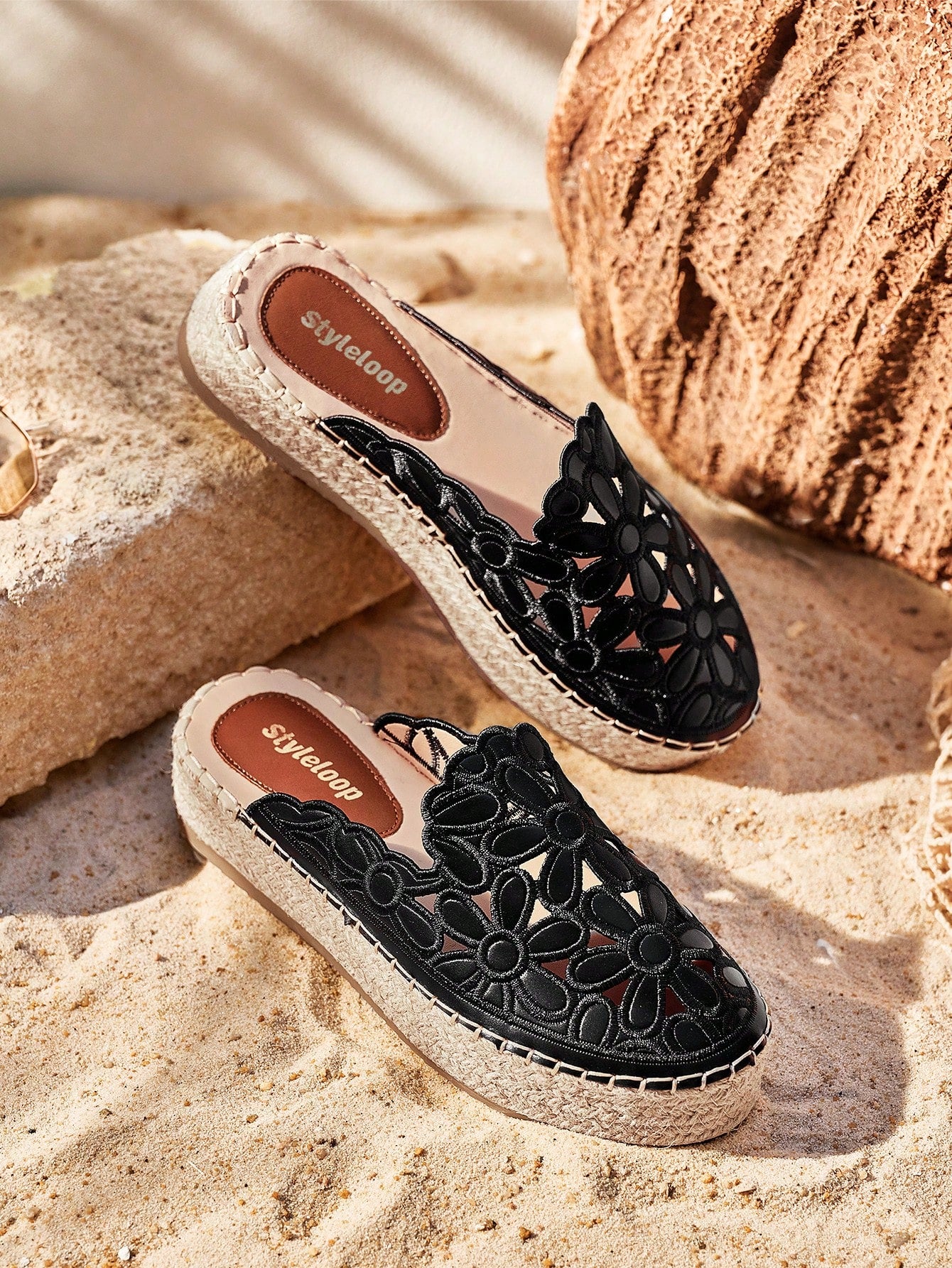 Styleloop Beige Casual Vintage Embroidered Platform Espadrilles With Thick Bottom And Woven Rope Shoe Lace  Boho Feels Vintage Cottagecore Frenchy Shoes