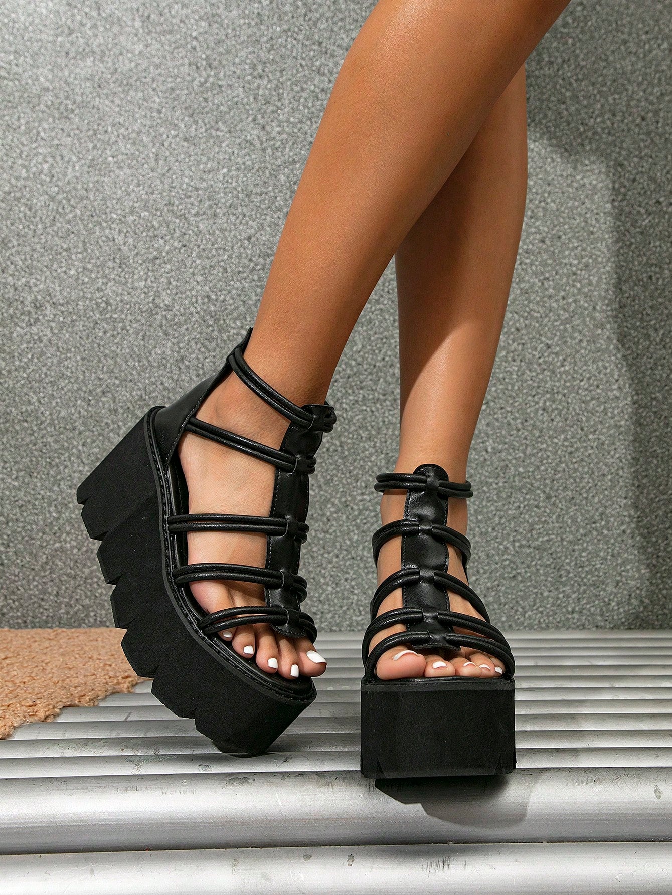Orange European And American Fashionable Popular Classic Women Wedge Thick-Soled Sandals
