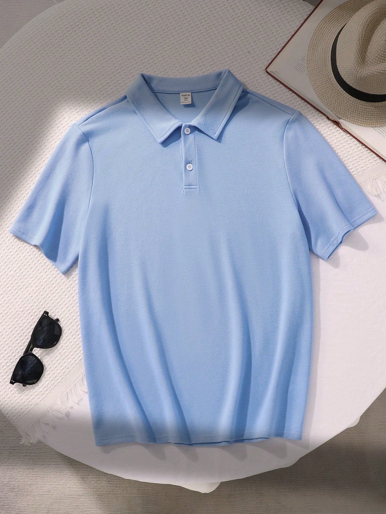 Teen Boy Casual Solid Color Half-Zipper Hooed Short-Sleeved Knitted POLO