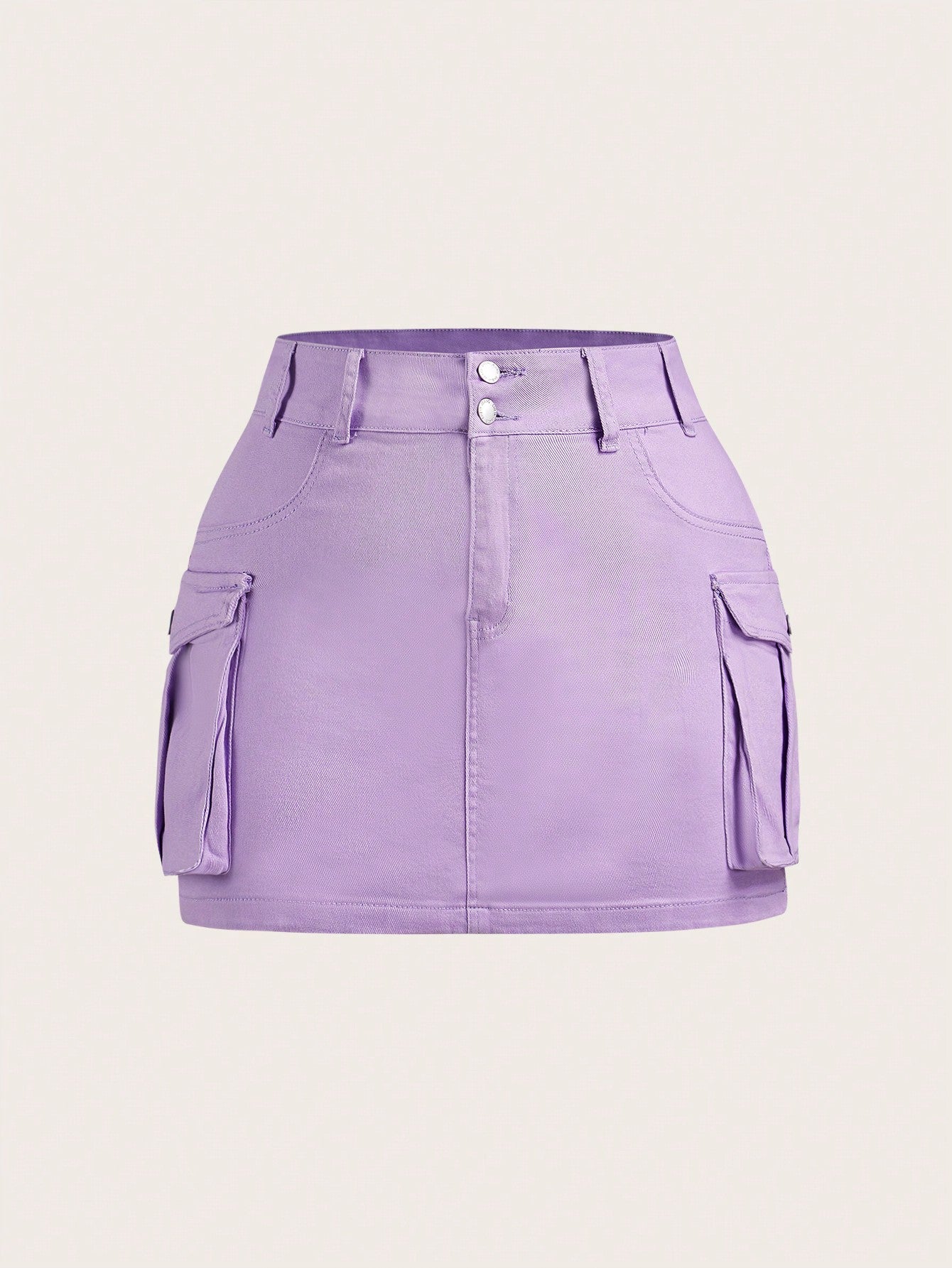 Women'S Plus Size Solid Color Folded Pocket Denim Skirt