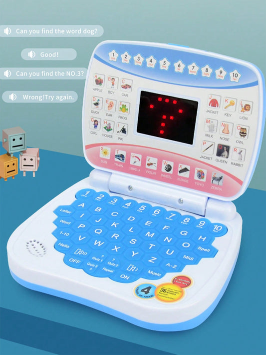 1pc Mini Simulation Notebook Computer Early Learning Toy With LED Display, Music, Colors For Kids(Random Color)