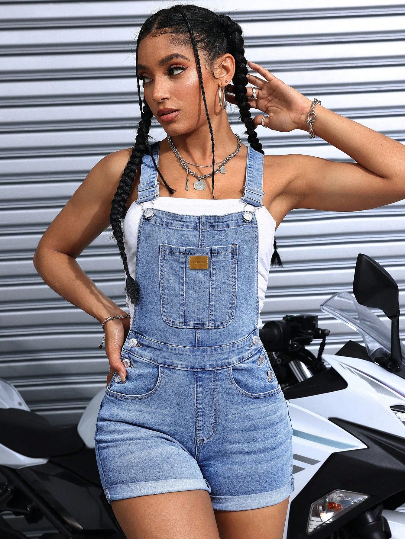 Women Summer Casual Slim Fit Denim Overalls, Washed