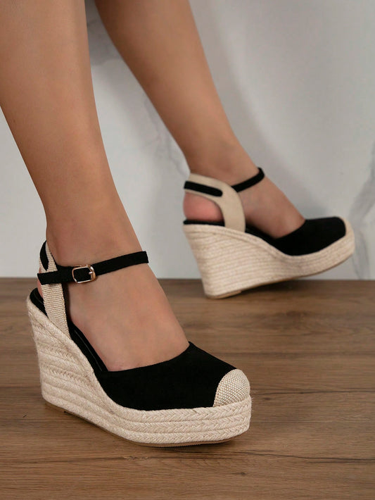 New European And American Style Wedge Heel Hollow Out Fashion Women Shoes With Thick Soles