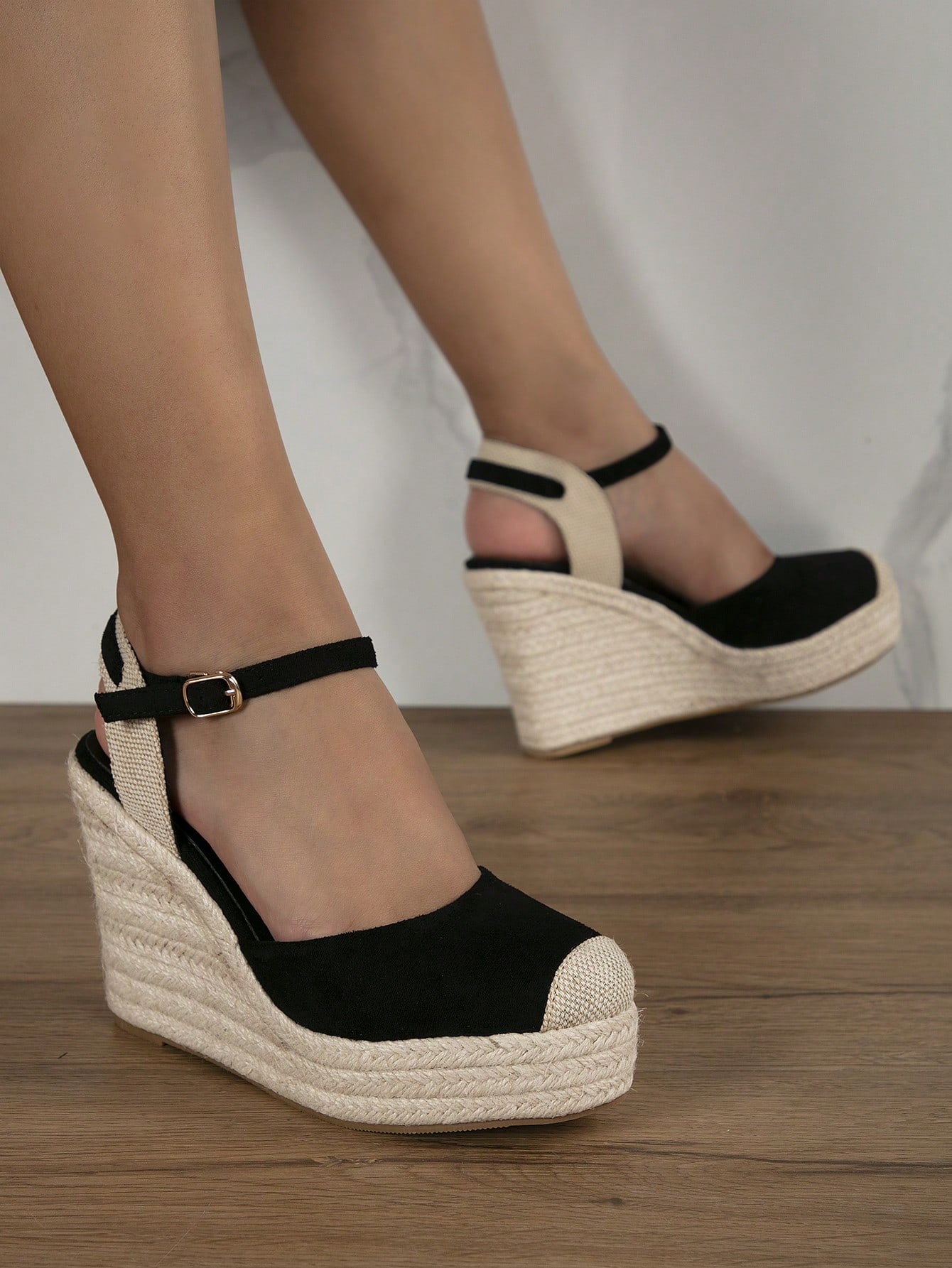 Vacation Apricot Shoes For Women, Tie Leg Design Espadrille Wedge Shoes