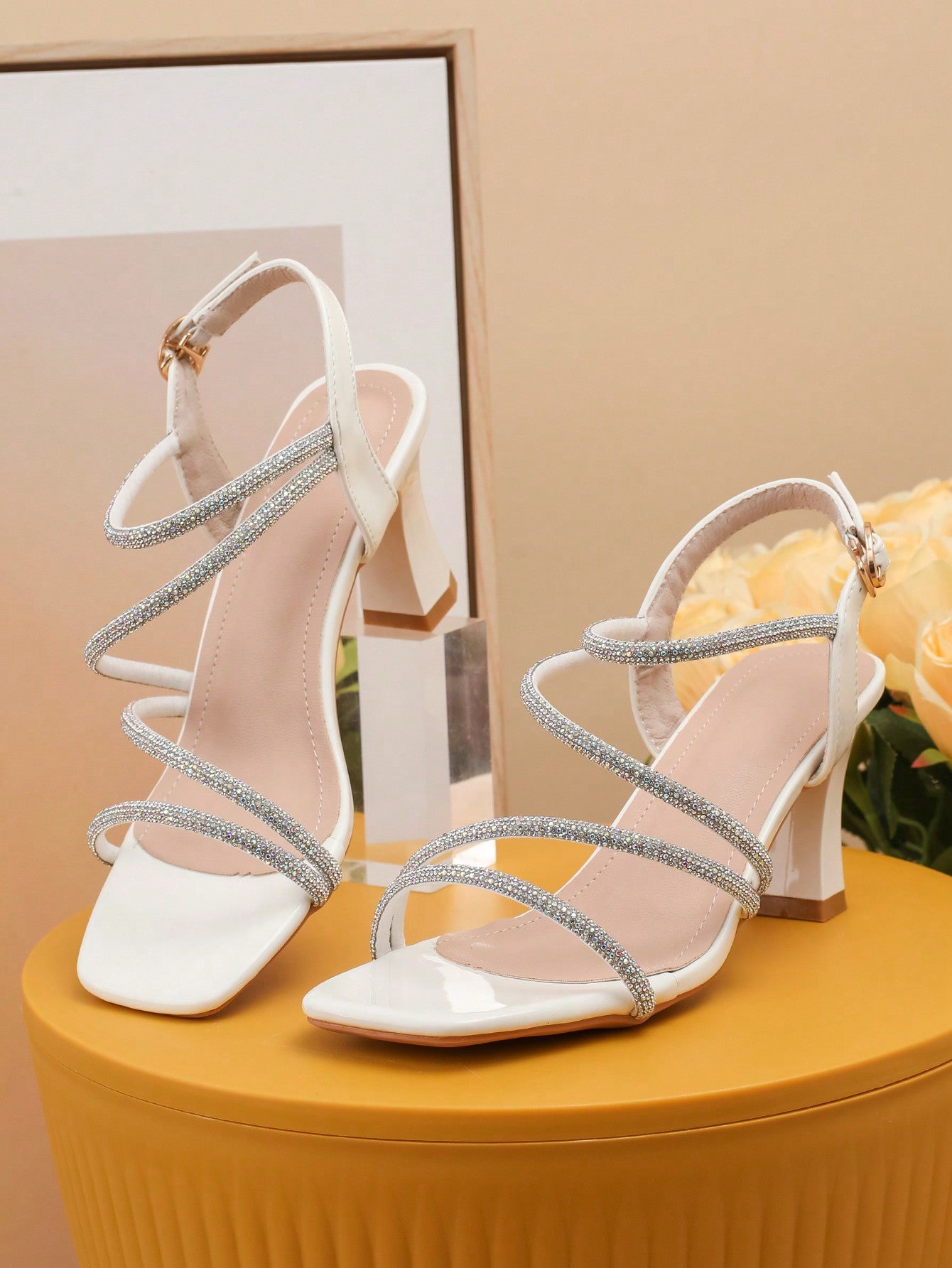 Fashionable Teen Girls Summer Fairy-Style Party High-Heeled Sandals With Diamond Straps