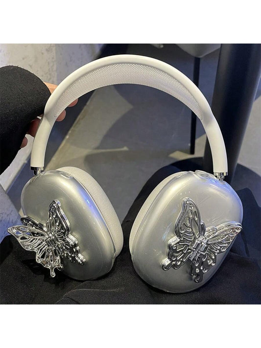 1pc 3D Silver Butterfly Hard Case Protective Cover Compatible With Apple AirPods Max Wireless Headphones