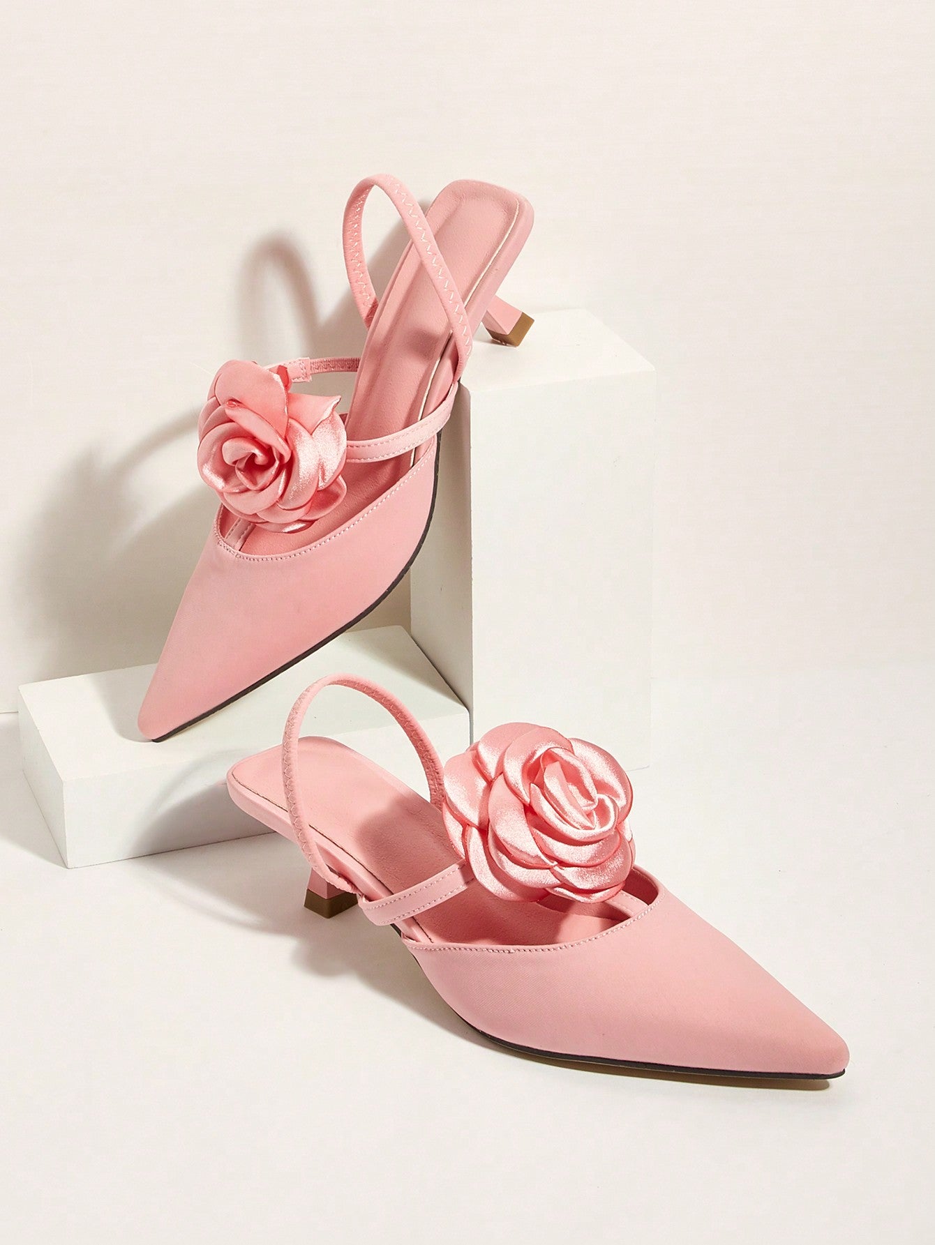 Spring/Summer Comfortable Flower Decor Orange High Heel Shoes For Women, Unique Style