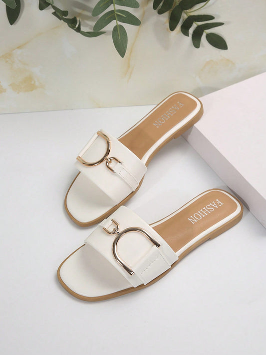 Women's Fashionable Flat Sandals, Casual Summer Shoes With Stylish Buckle