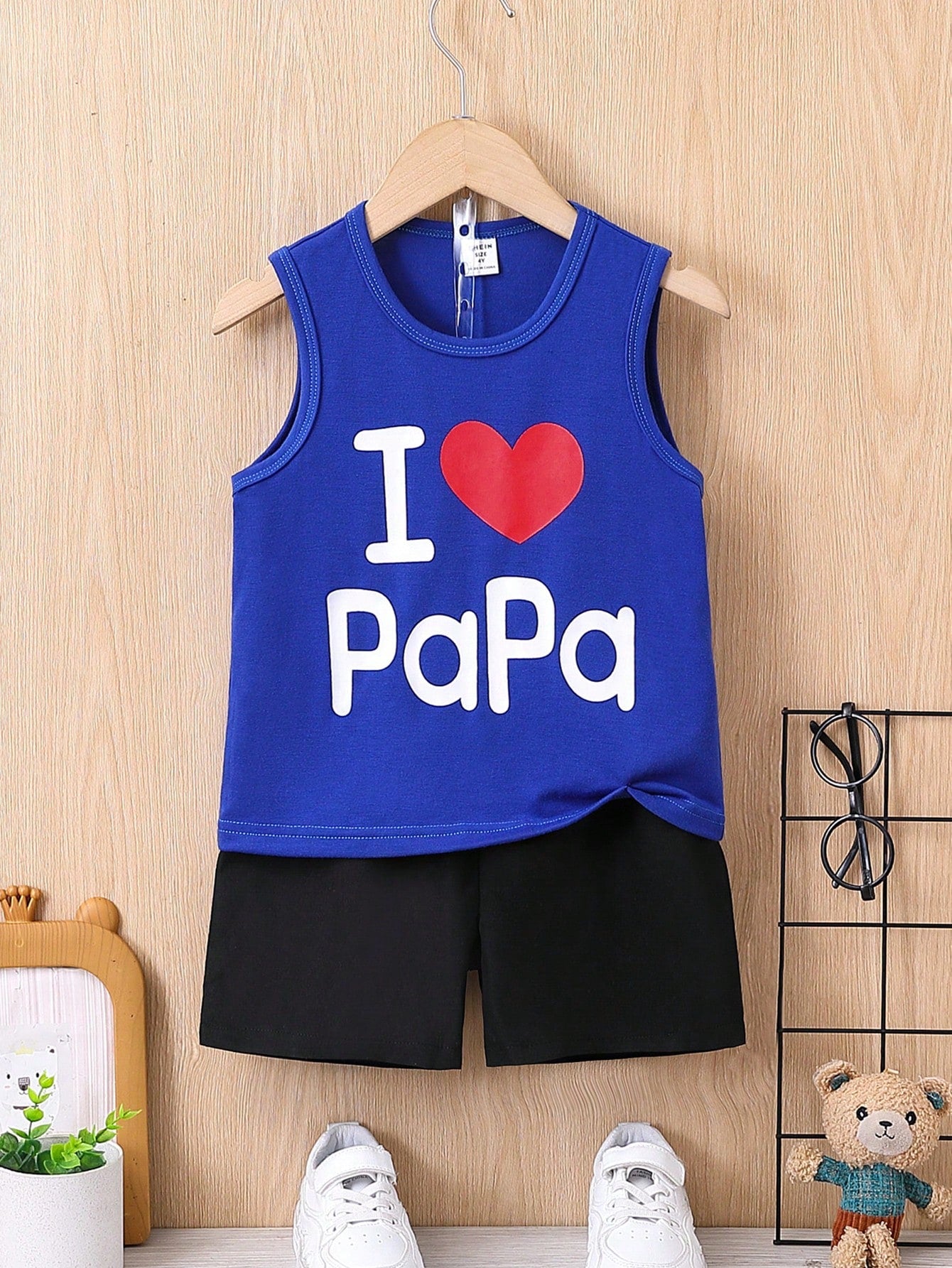 Young Boy Casual Heart And Letter Print Sleeveless Tank Top For Summer