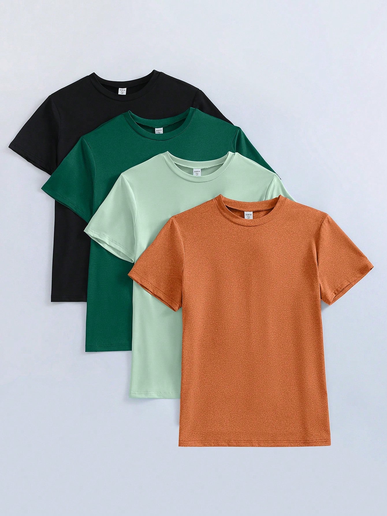 Teenage Boys' Plain Colored Short Sleeve T-Shirt For Daily Wear, Classic Round Neck Design, Soft And Comfortable