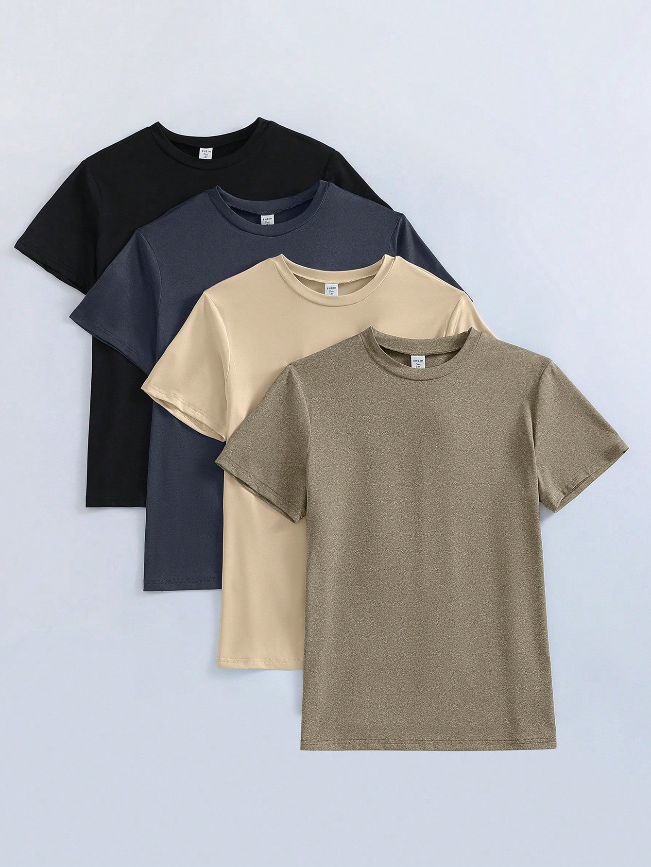 Teenage Boys' Plain Colored Short Sleeve T-Shirt For Daily Wear, Classic Round Neck Design, Soft And Comfortable