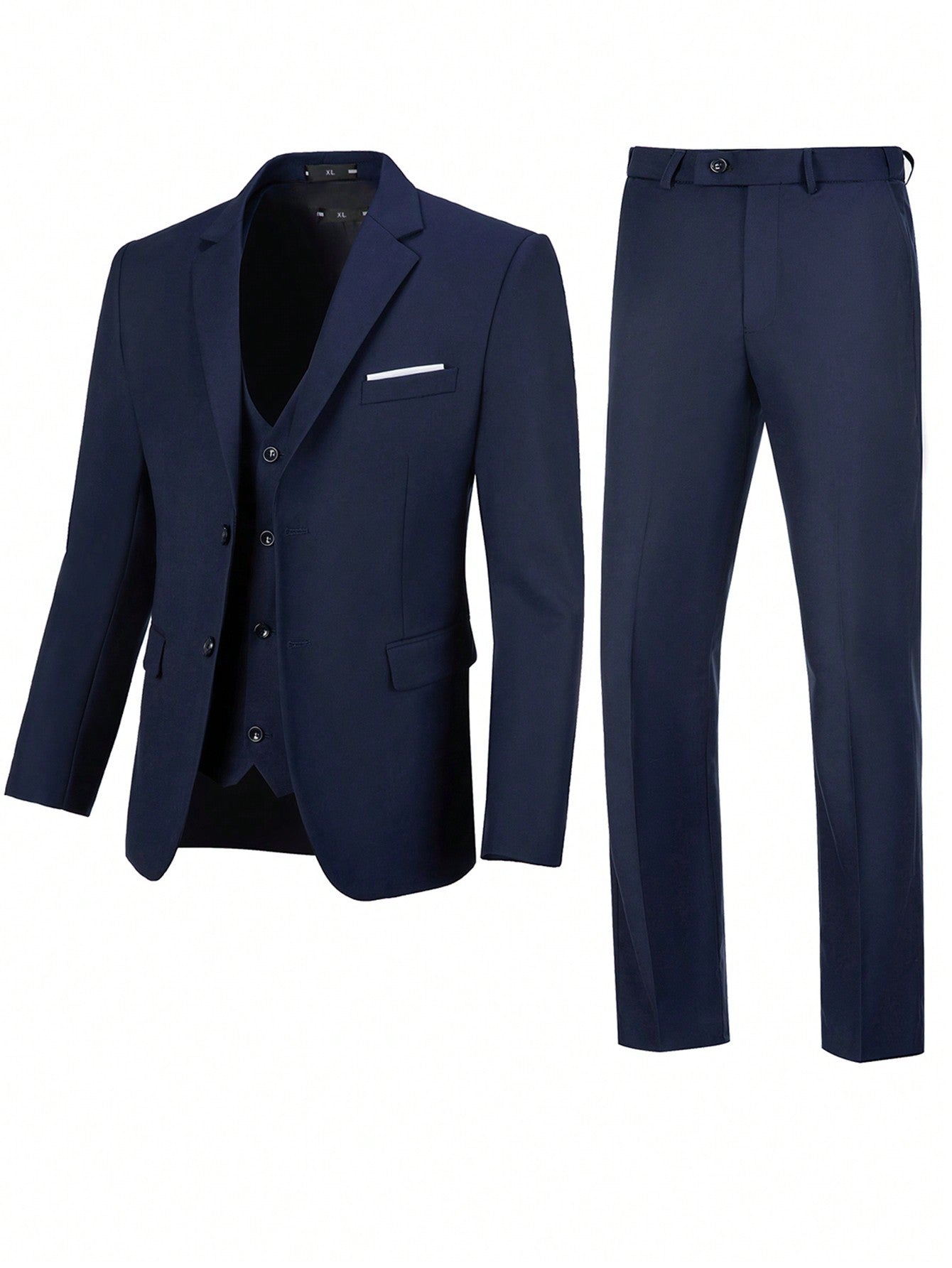 3pcs Men's Champagne Color Suit Set: Blazer, Pants, Vest