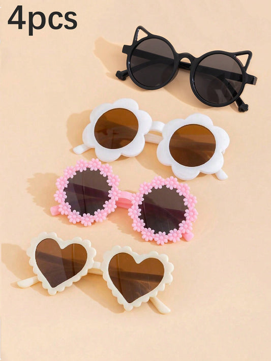 4pcs Fashion Cute Baby & Kids Sunglasses UV Protection, Back To School Gift