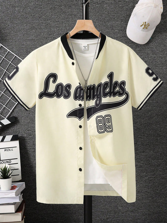 Teen Boy Sporty Baseball Shirt, Suitable For Sports And Outdoor Activities