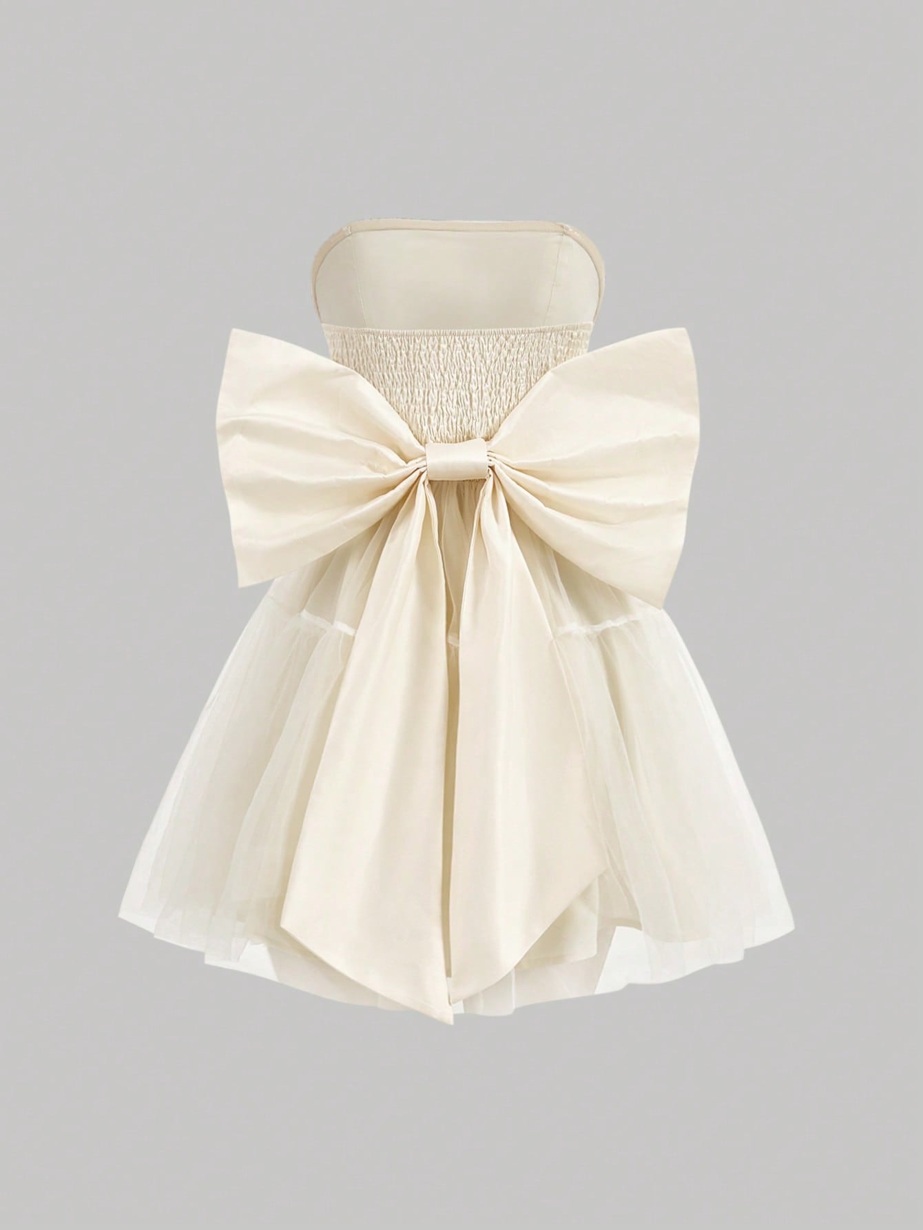 Women's Beige Oversized Bow Summer Dress,Cute Dress,Dress Party