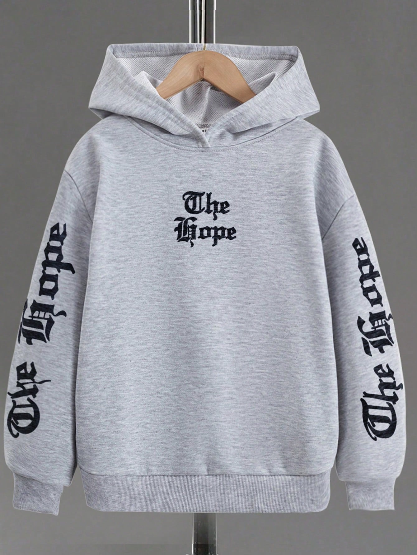 Tween Boy Letter Printed Hooded Sweatshirt, Streetwear Style, Oversized Alphabet Printing, Loose Fit, Soft And Warm