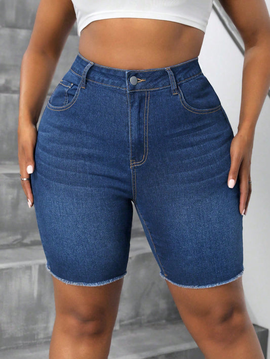 Plus Size Stretchy Denim Shorts