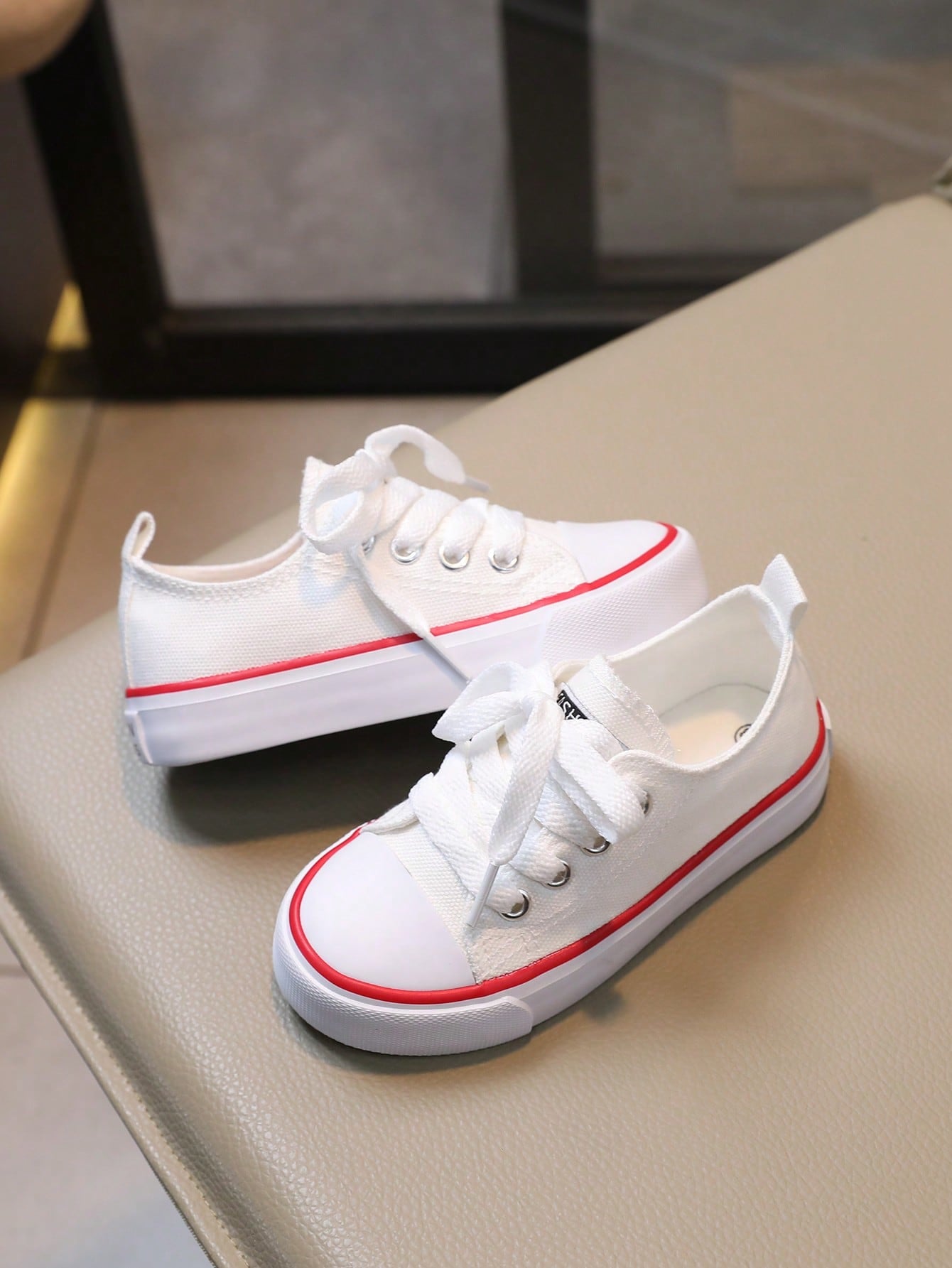 Breathable And Comfortable Lace-Up Children's Canvas Shoes, Flat Casual Canvas Shoes For Girls