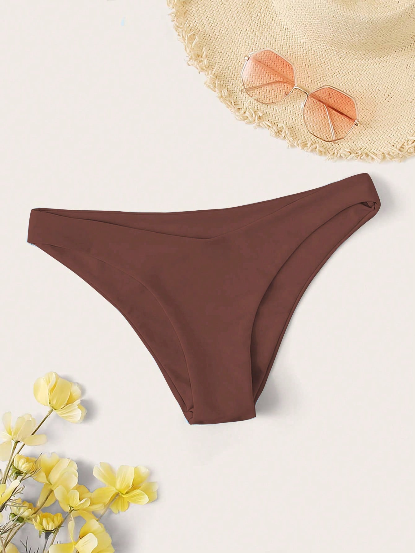 Swim Women Solid Color Bikini Bottom, Suitable For Summer Beach