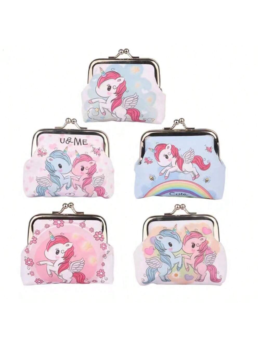 Boy And Girls Cute Cartoon Unicorn Print Creative Coin Purse Mini Wallet Holiday Gift