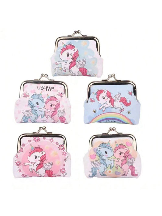 Boy And Girls Cute Cartoon Unicorn Print Creative Coin Purse Mini Wallet Holiday Gift