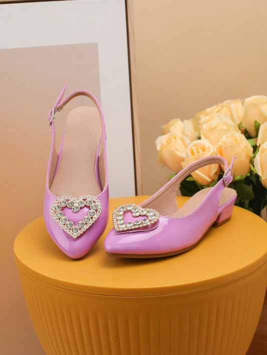 Fashionable Buckle Children High Heels Open Toe Shoes For Parties