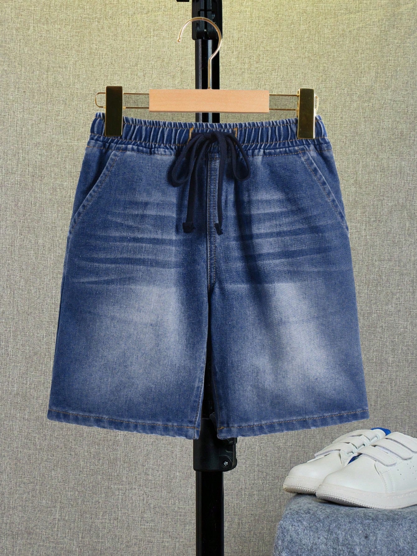 Tween Boy Drawstring Waist Casual Denim Shorts With Pockets