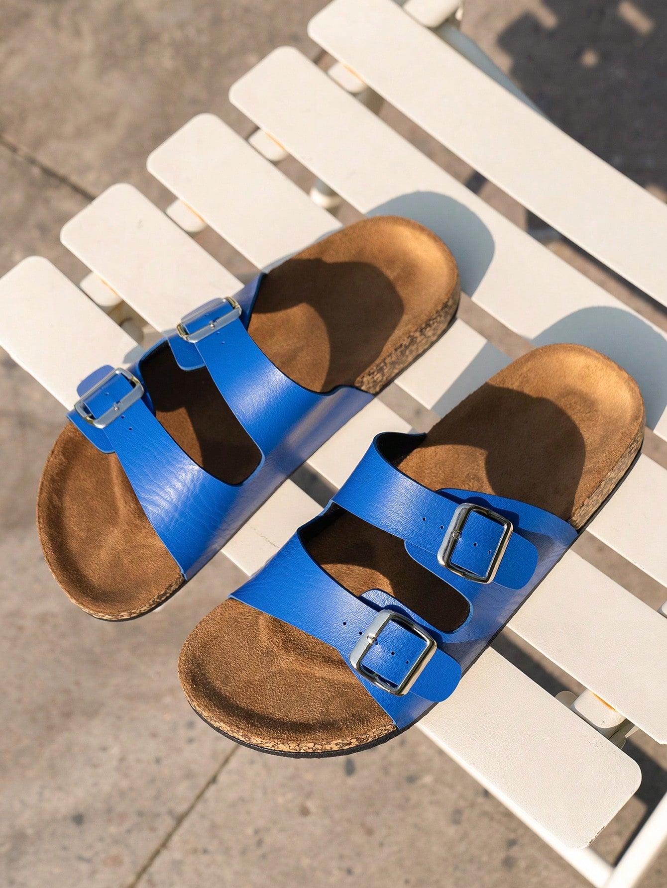 Trendy Buckle Flat Cork Slippers Unisex Summer Beach Slides Fashionable Versatile Outdoor Casual Sandals