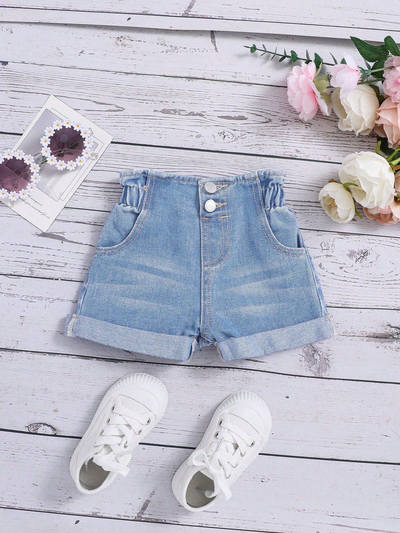 Young Girl Casual High Waist Denim Shorts