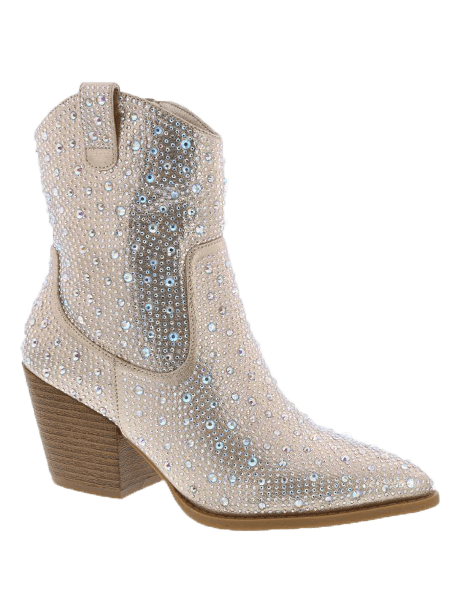 Women's Booties Rhinestone Embellished Ankle High Pointed Toe