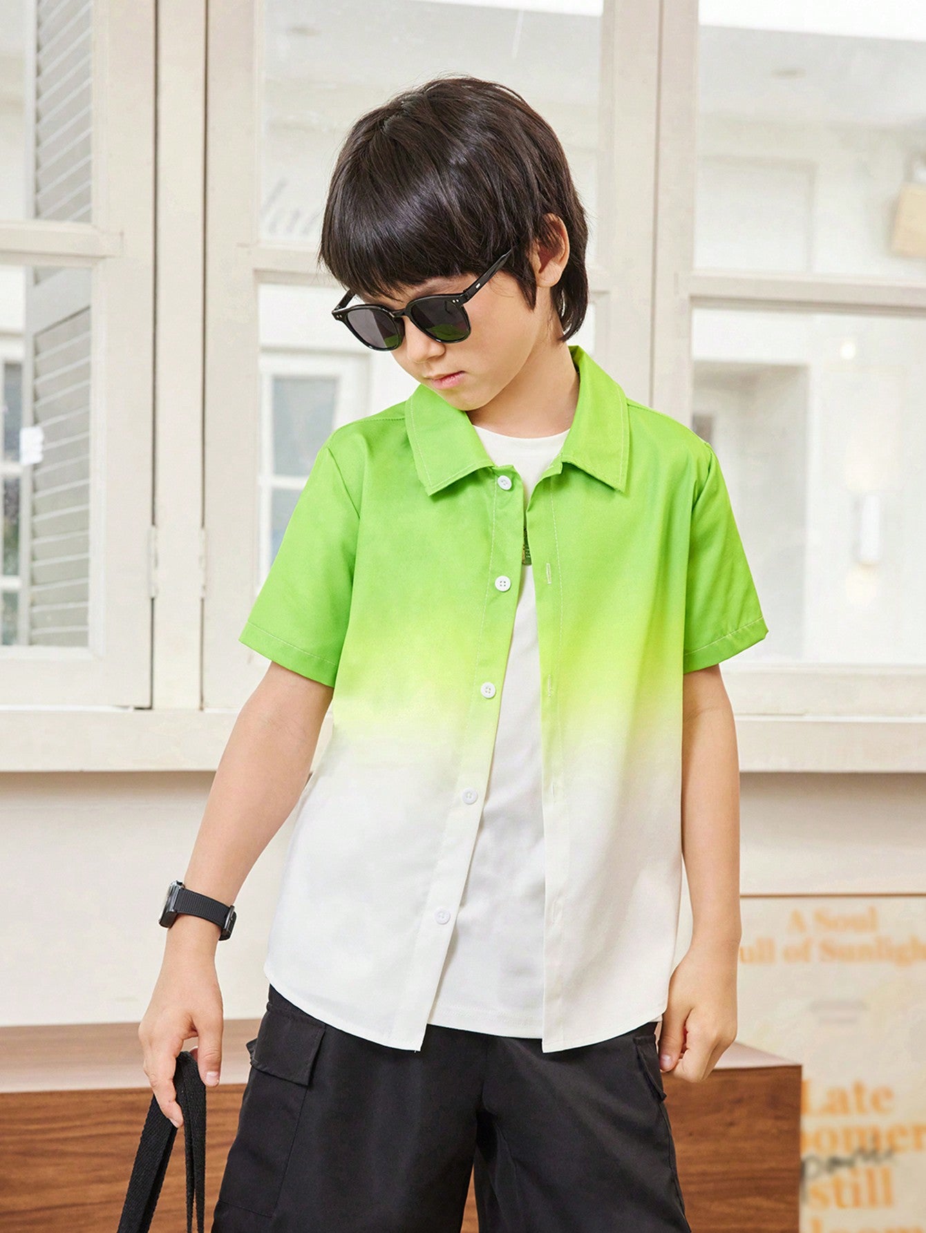 Tween Boy Ombre Button Front Shirt Without Tee