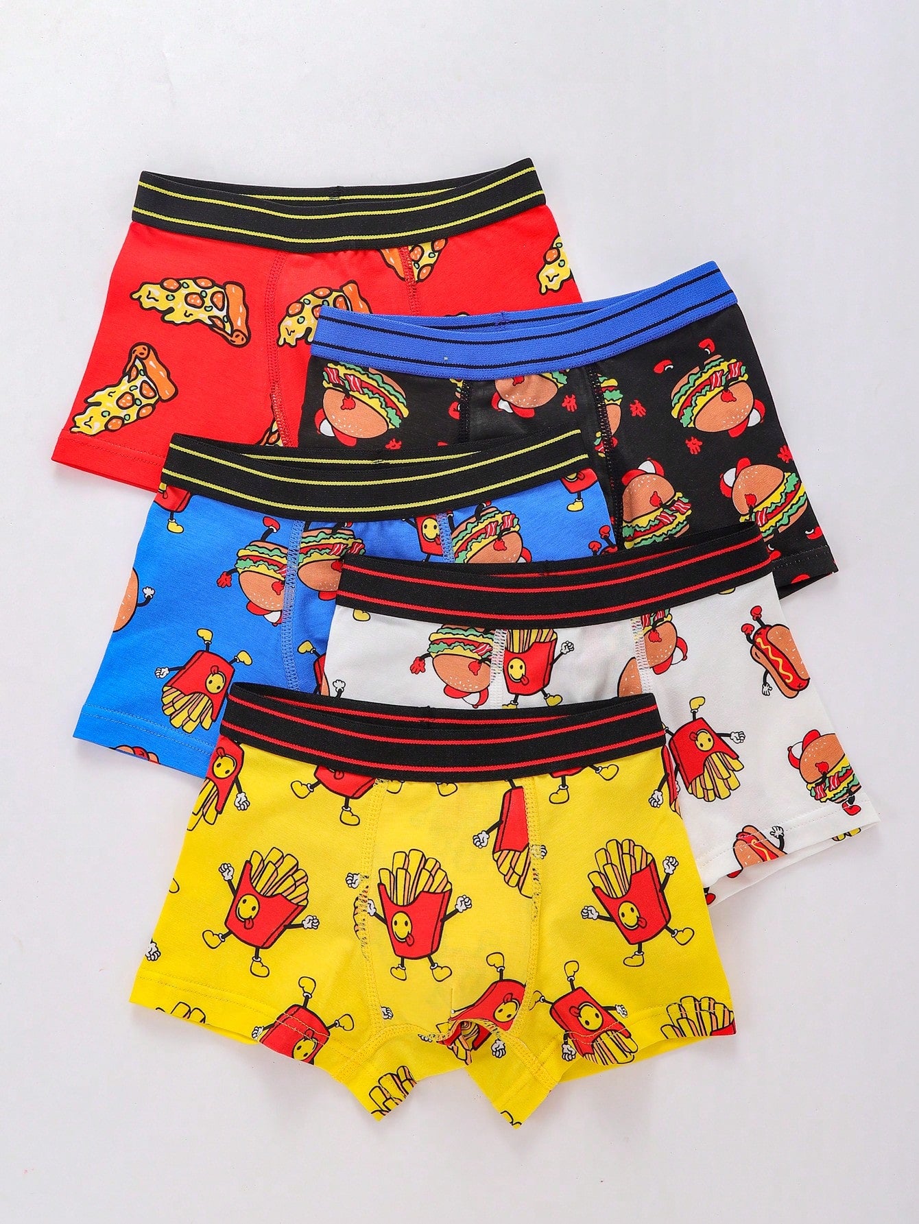 Young Boy Fashionable Cartoon Food Printed 3D Seamless Flat-Angle Underwear