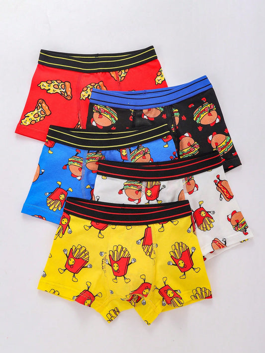 Young Boy Fashionable Cartoon Food Printed 3D Seamless Flat-Angle Underwear