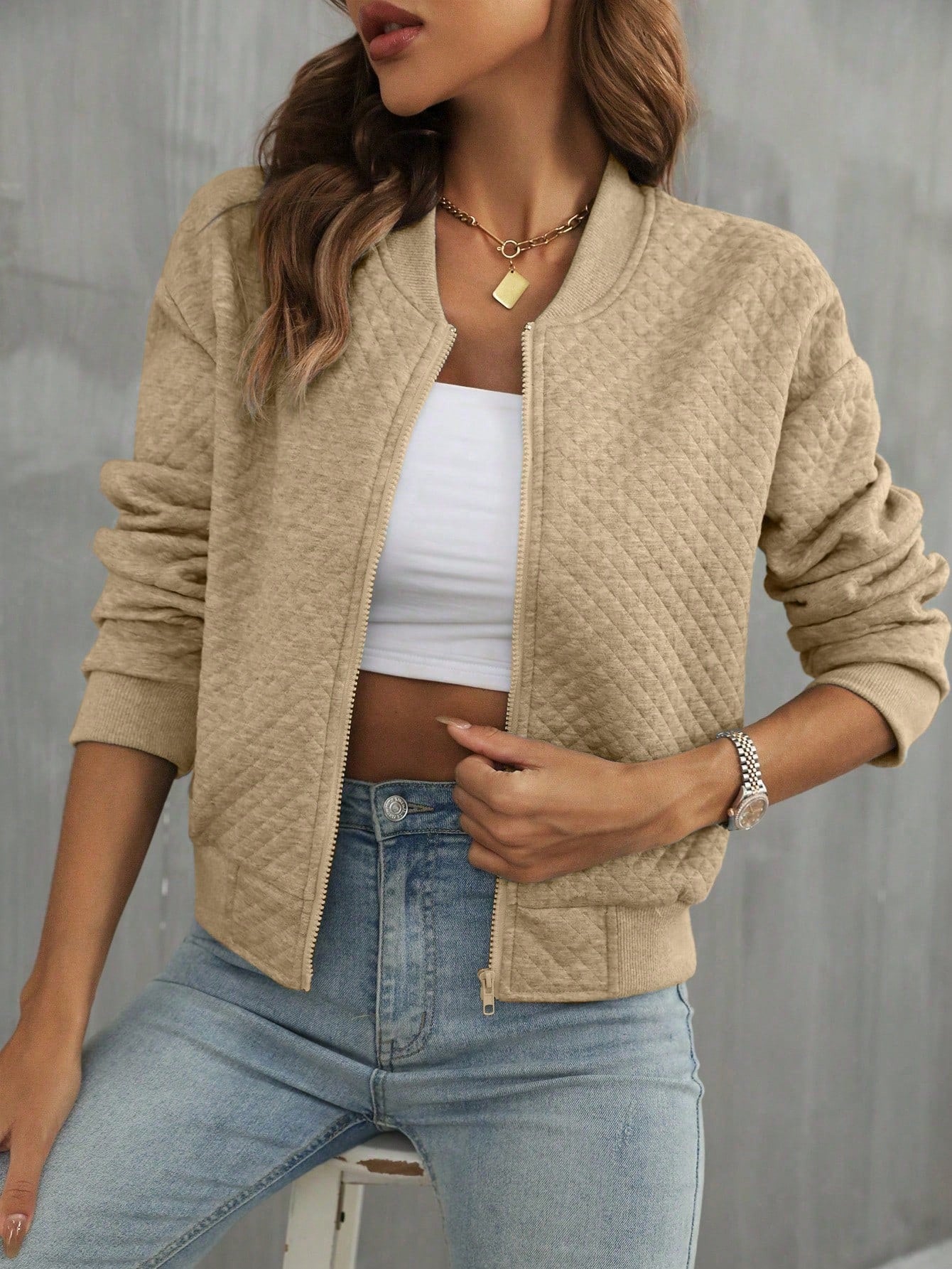 Zip Up Bomber Jacket